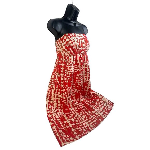 Shoshanna Strapless Cocktail Dress Women's Size 10 Silk Metallic Blend red god - Picture 4 of 7